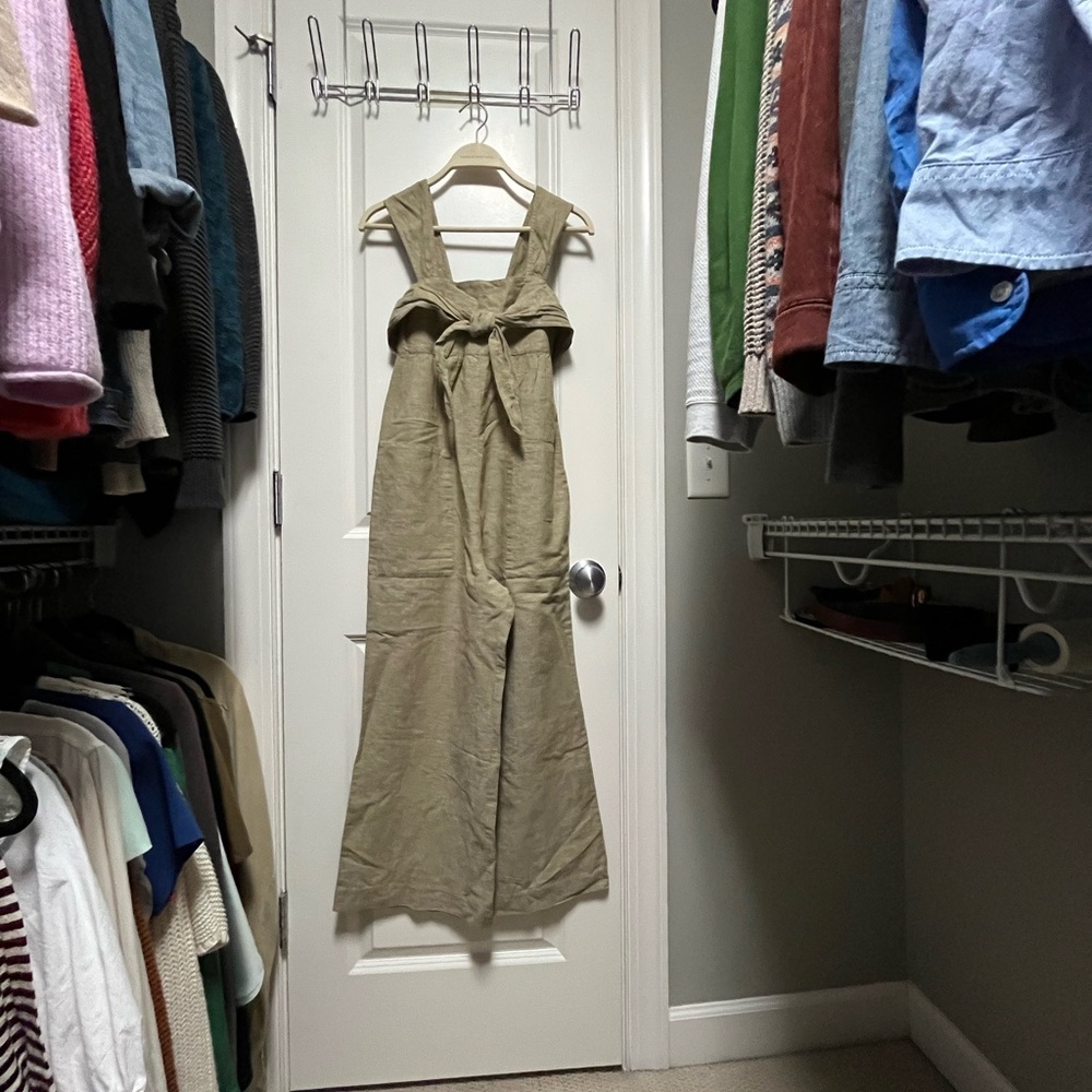 Olive Green Linen Jumpsuit